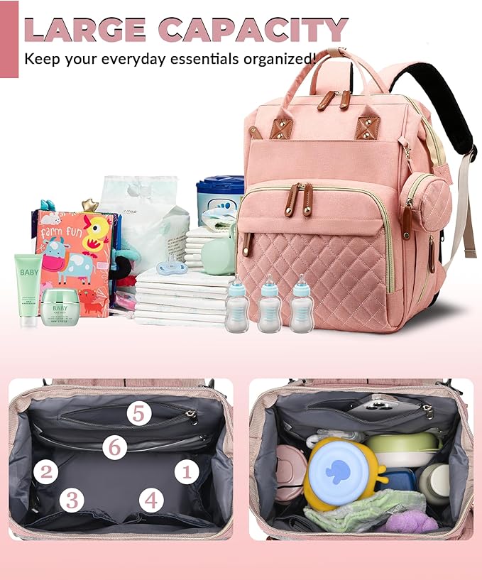 Diaper Bag with Changing Station, Waterproof 3 in 1 Baby Diaper Backpack with