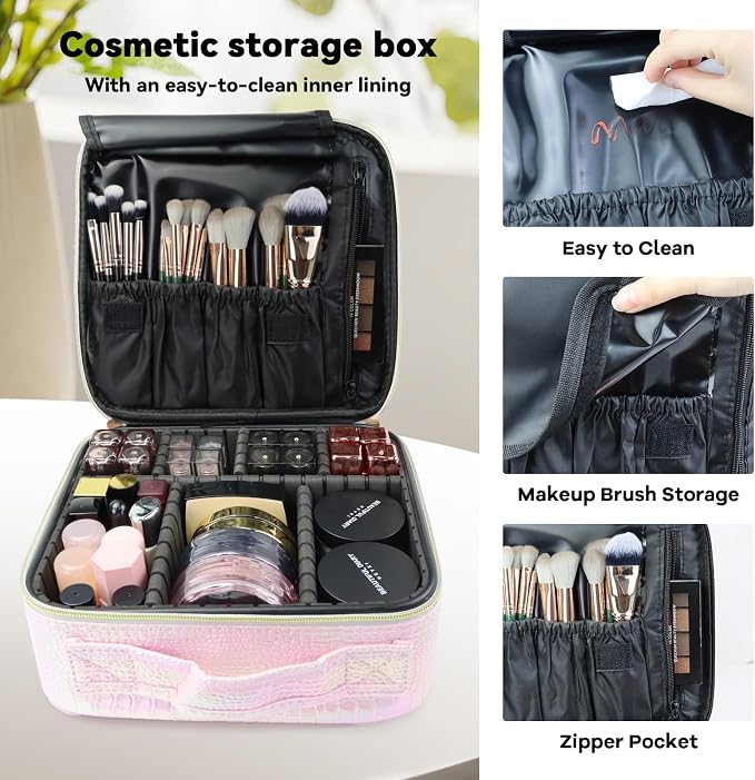 Travel Makeup Bag Makeup Cosmetic Train Case Organizer Portable Storage Bag