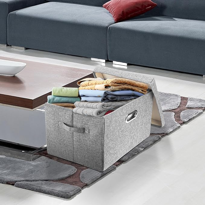 TYEERS Large Storage Bins with Lids, Collapsible, Fabric Storage Boxes
