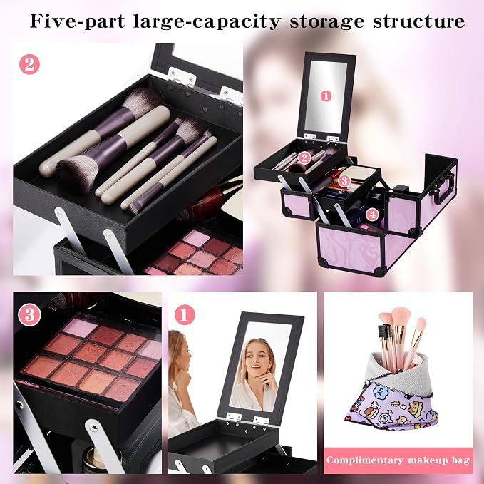 Makeup Train Case, Portable Makeup Case