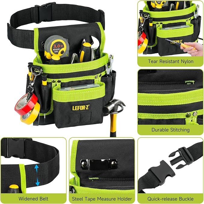 Tool Belt, Magnetic Tool Pouch, 14-Pockets Tool Belts