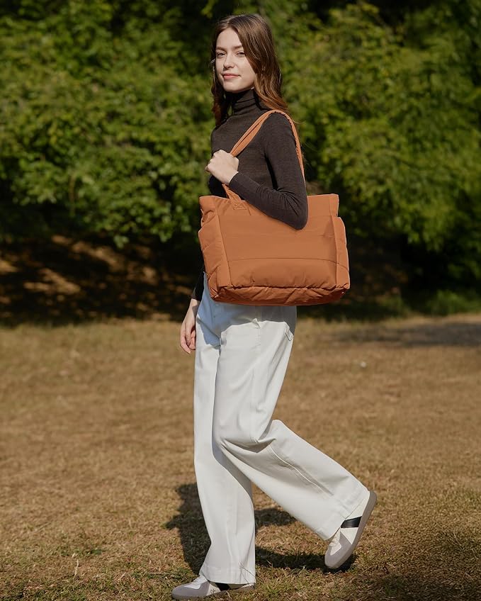 BAGSMART Tote Bag for Women, Lightweight Puffy Tote Bag
