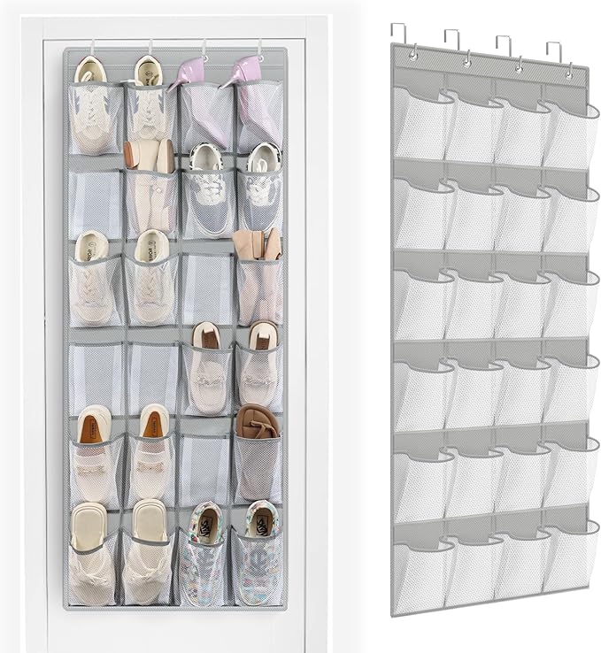 FENTEC 24 Pockets Over the Door Shoe Organizer Hanging Shoe Organizer