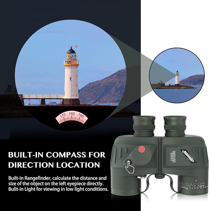 AOMEKIE Marine Binoculars for Adults 10x50 Waterproof Binoculars