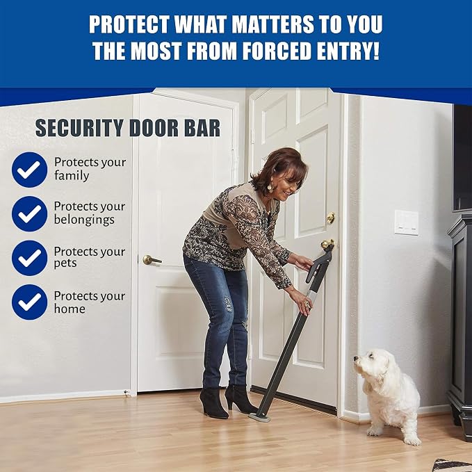 Super Heavy Duty Security Door Lock Bar Fully Adjustable Door Stopper Device