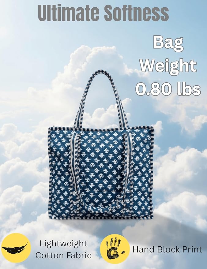 Cotton Quilted Tote Bag for Women – Large Beach & Travel Tote