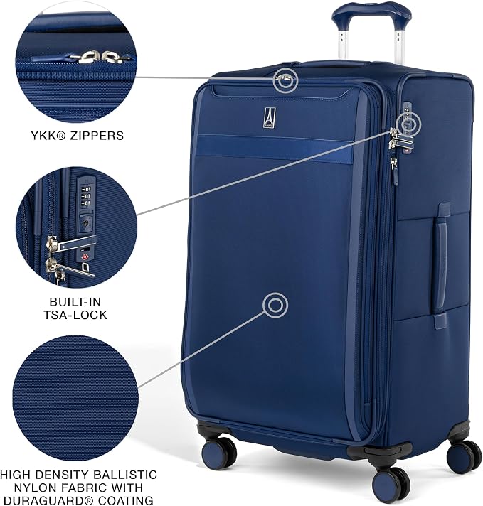 Travelpro VersaPack+ Lightweight Softside Expandable Checked Luggage, 8 Spinner