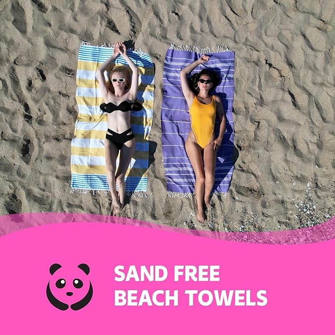 HAVLULAND Turkish Beach Towels Oversized -100% Turkish Cotton Super Soft Lightweight - Absorbent and Quick Drying Bath Towel - Sand Free Beach Towel - Turkish Towels for Adults (Purple, 6 Pack)