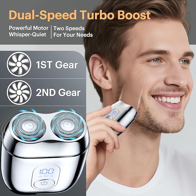All-Metal Mini Electric Shaver for Men – Portable Travel Razor