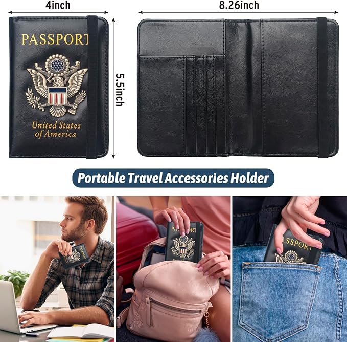 Coowayze Passport Holder Cover for Women Men, Leather US Passport Wallet Case