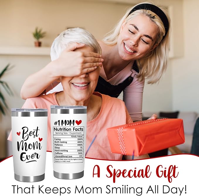 TEEZWONDER Mothers Day Gifts from Daughter Son - 20 oz Stainless Steel Insulated Coffee Tumbler with Lid - Birthday Gifts for Mom, Mothers in Law, Mama, Grandma, Tumblers for Women