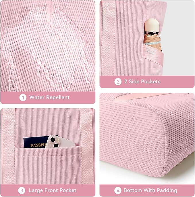 Tote Bag for Women with Zipper, Travel Tote Bags with Compartments Large