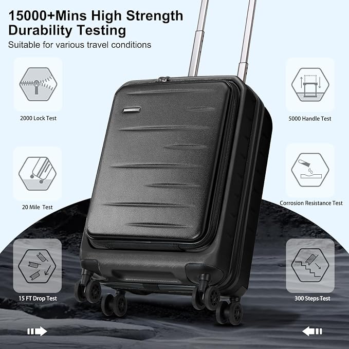 Carry On Luggage 22×14×9 Airline Approved, 20 Inch Lightweight ABS+PC Hard