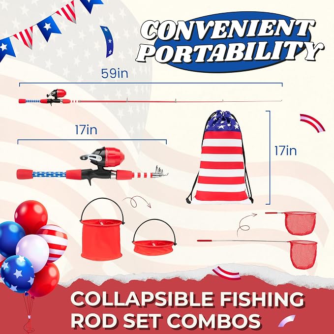 Kids Fishing Pole, Portable Telescopic Kids Fishing Poles