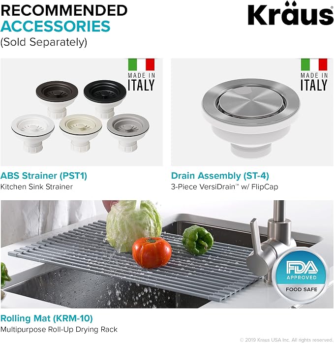 KRAUS Forteza 33-inch Drop In/Undermount 60/40 Double Bowl Granite Kitchen Sink