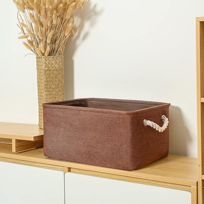 TheWarmHome Decorative Basket Rectangular Fabric Storage Bin Organizer Basket