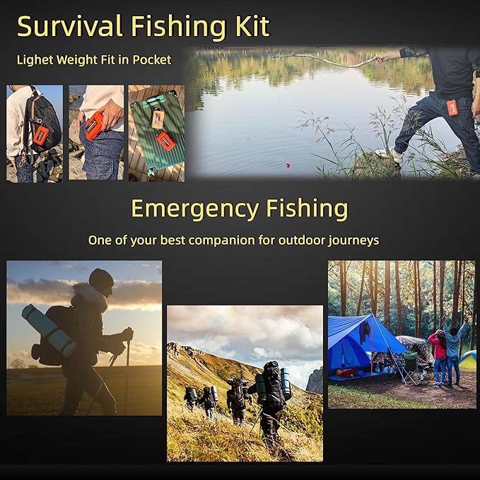 Mini Survival Fishing Kit Small Emergency Fishing TackleBox Pocket Outdoor