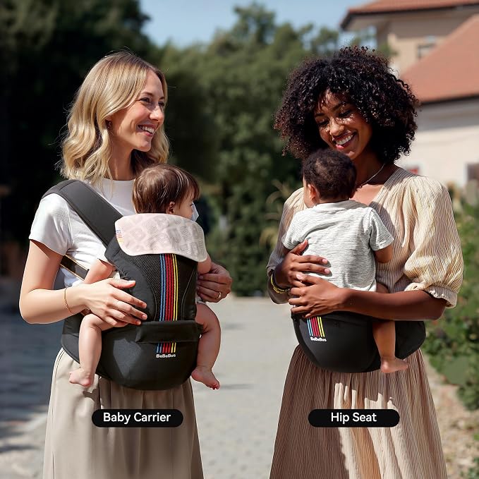 Baby Carrier with Hip Seat, BeBeBus 2-in-1 Ergonomic Newborn to Toddler Carrier