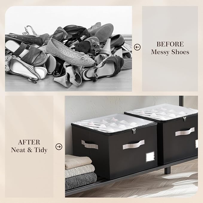 Criusia Shoe Organizer for Closet, Foldable Shoe Storage Organizer