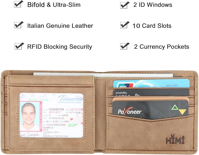 Wallet for Men-Genuine Leather RFID Blocking Bifold Stylish Wallet