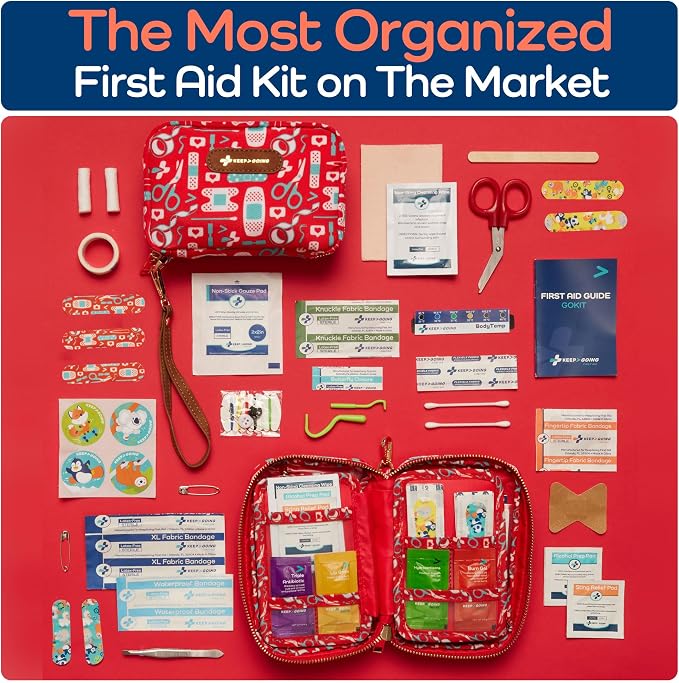 KeepGoing Travel First Aid Kit for Kids – 130 Pc. for Car, Diaper Bag & Backpack