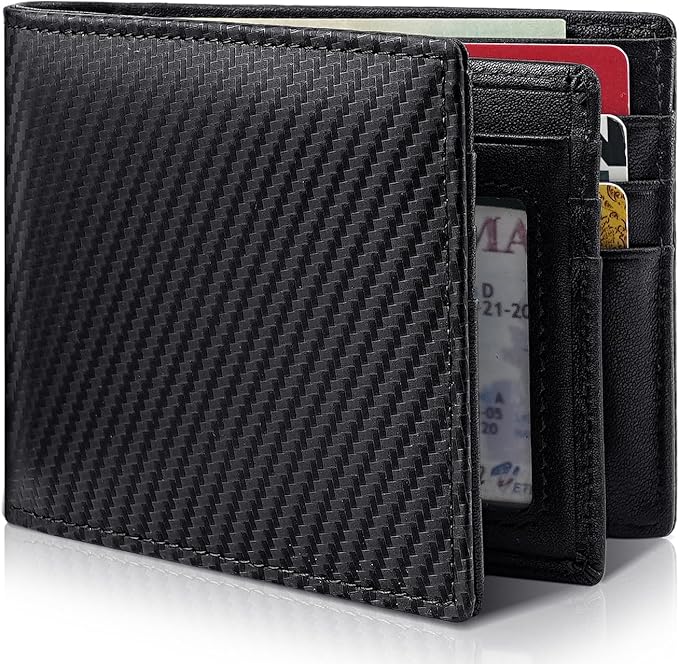 Mens Wallet Genuine Leather Bifold RFID Blocking Wallet