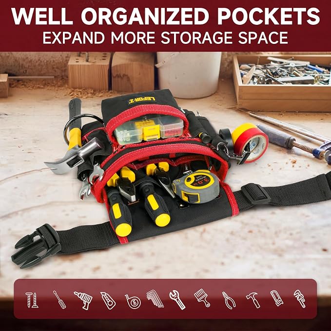 Tool Belt, Magnetic Tool Pouch, 14-Pockets Tool Belts