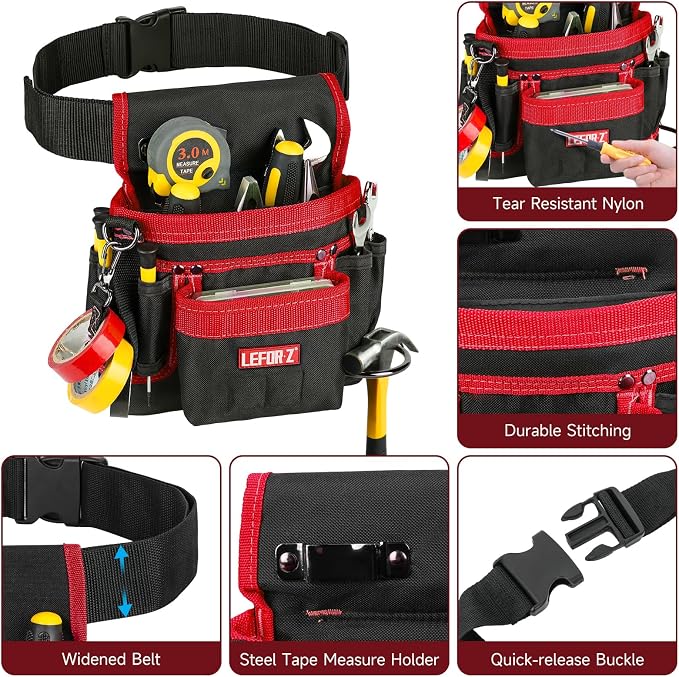 Tool Belt, Magnetic Tool Pouch, 14-Pockets Tool Belts