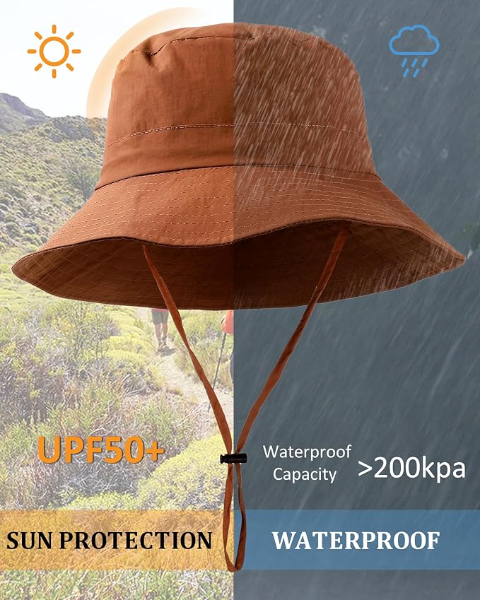 Water-Resistant Sun UPF 50+ Bucket Hat Protection Packable Brimmed Boonie