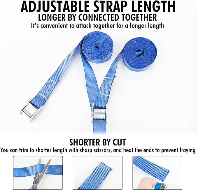 Cartman 1" x 12' Lashing Straps Cargo Tie-Down Strap Up to 600lbs, 8pk in Carry