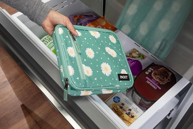 PackIt Freezable Classic Lunch Box, Daisy Sage, Built