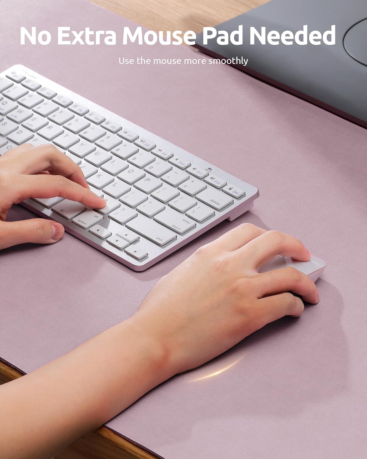 YSAGi Leather Desk Protector, Office Mat, Large Mouse Mat, Non-Slip PU Leather Blotter, Laptop Pad, Waterproof Writing Pad for Office and Home (Grayish Lavender, 35.4" x 17")