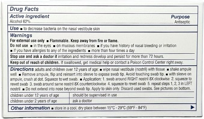 Nozin® Nasal Sanitizer® Antiseptic Popswab® Ampules 10ct Pack | Kills 99.99% of