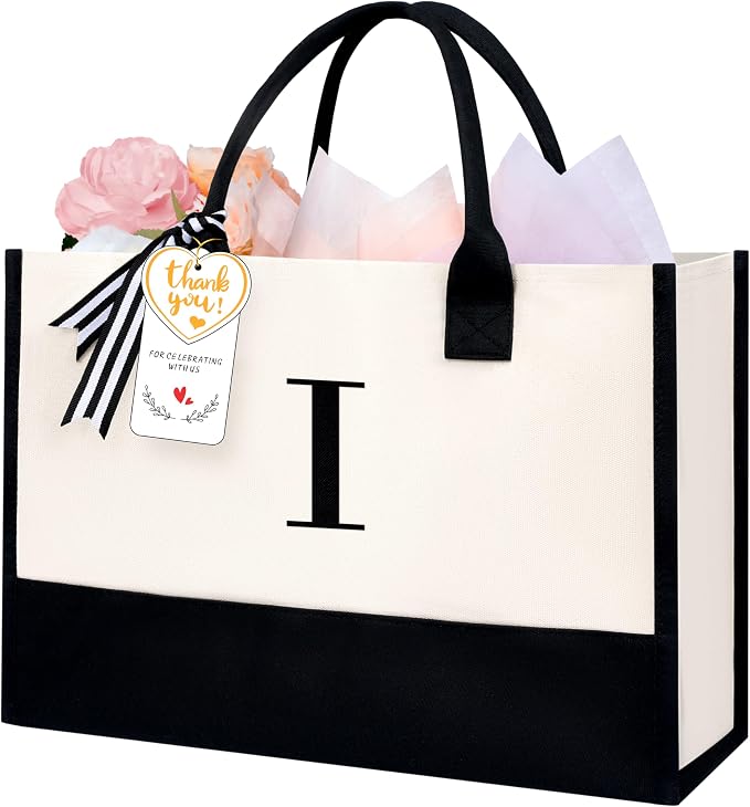 BAGAIL Initial Tote Bag, Personalized Birthday Gifts
