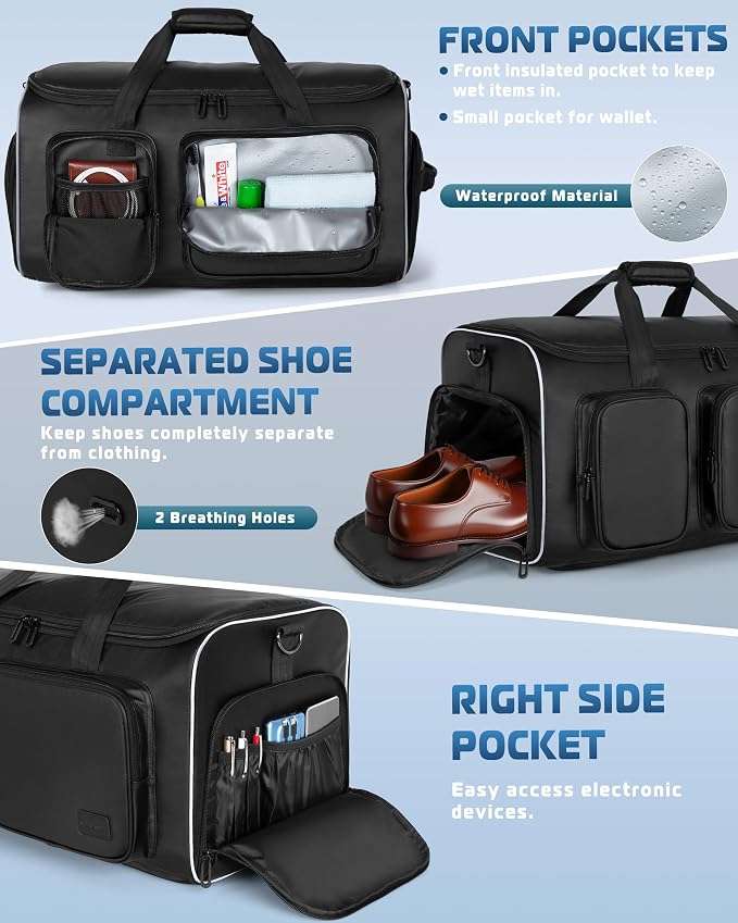 50L Convertible Garment Duffle Bag Backpack