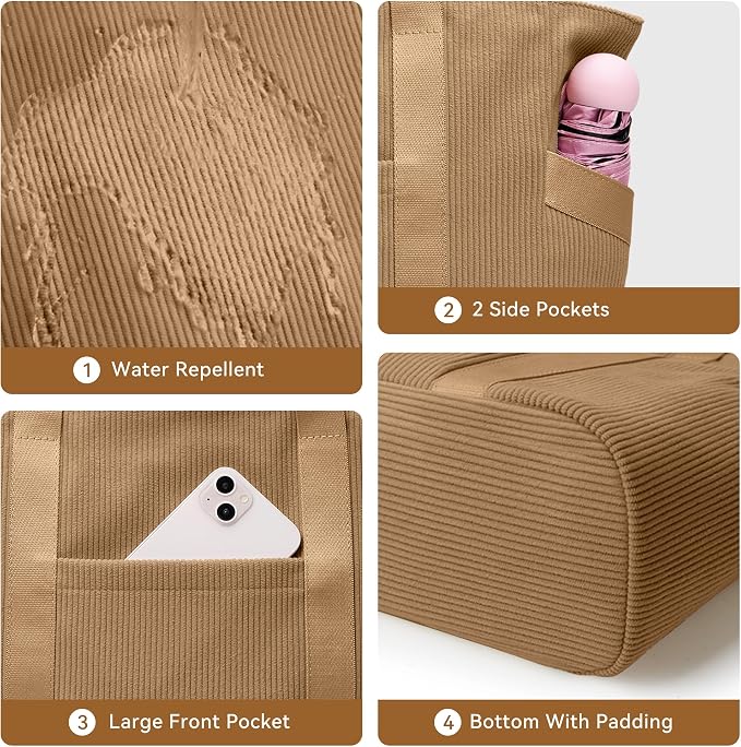 Tote Bag for Women with Zipper, Travel Tote Bags with Compartments Large
