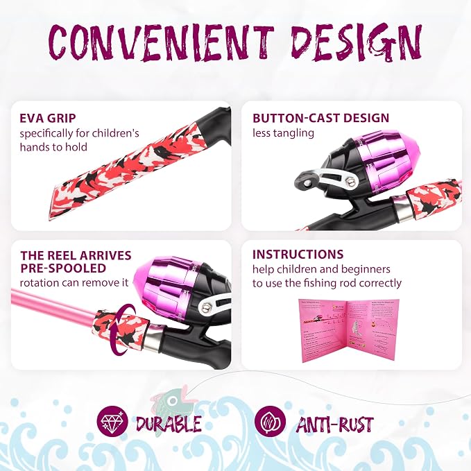 Kids Fishing Pole, Portable Telescopic Kids Fishing Poles