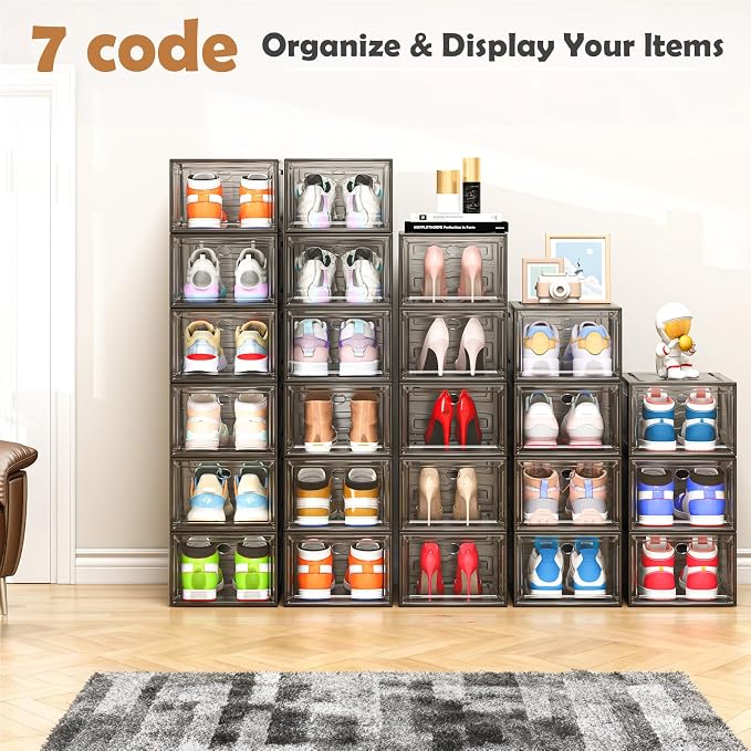 12 Pack Clear Shoe Storage Organizer