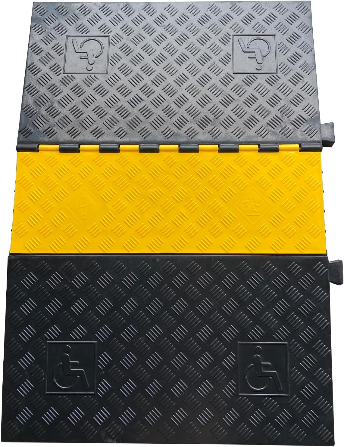 Rubber Cable Ramp 5 Channel Drive Over Hose Cable Protector Outdoor 22000Lbs Load Capacity Wires Power Lines Extension Cord Cover Traffic Speed Bump 1 Pack
