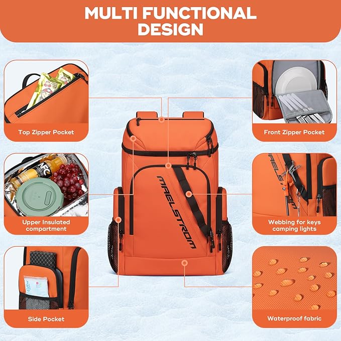 Maelstrom Backpack Cooler, 36 Can Cooler Backpack, Soft Cooler Bag Insulated