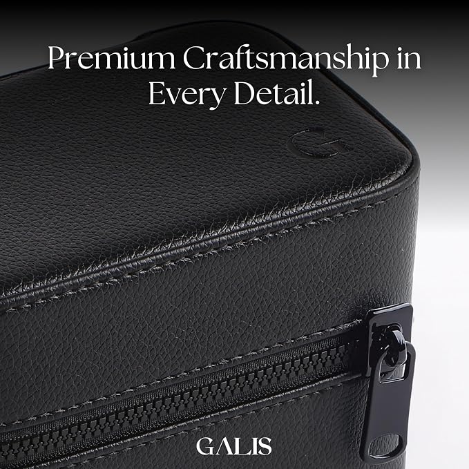 Galis Luxury Watch Case for Men High End Portable 2-Slot Watch Holder and Watch