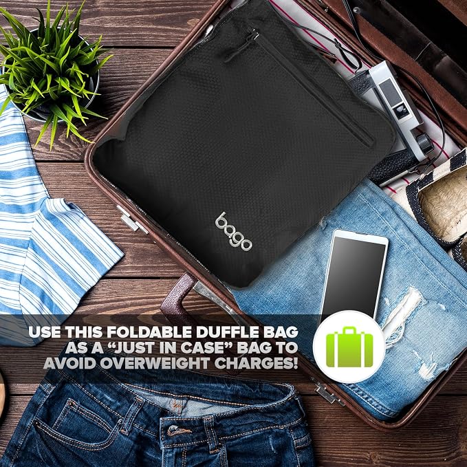 Bago Foldable Duffel Bags for Traveling Women & Men - 60L Medium Packable