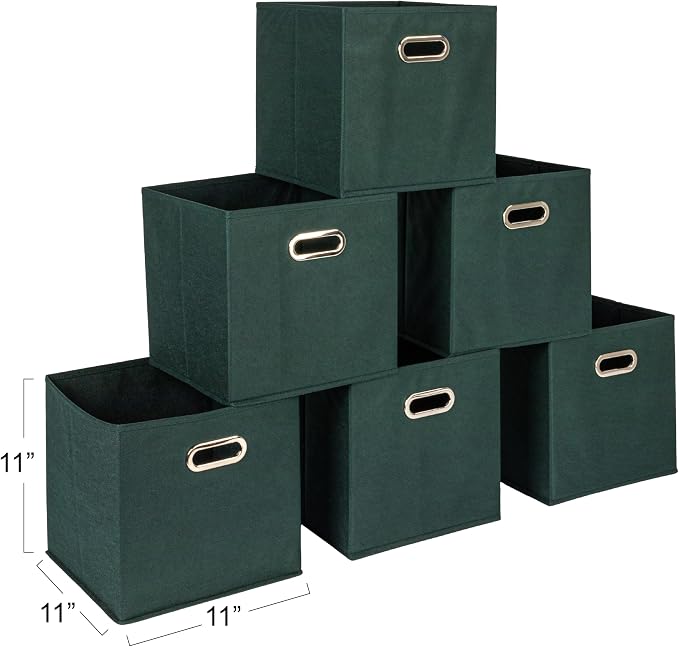 Household Essentials Fabric Storage Cube Bins, 6 Piece Set, Strong Poly-Woven