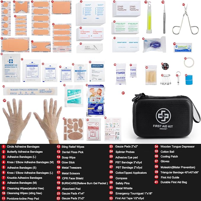 Premium First Aid Kit, 320 Piece Waterproof Hard Shell Eva First Aid Kit
