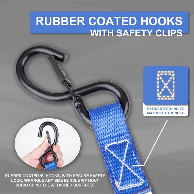Cartman Ratchet Tie Down Straps 4PK 2, 000lb Max Break Strength