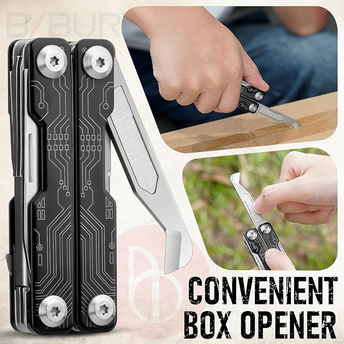 BIBURY Mini Keychain Multitool Scissors B12062B, 9 in 1 Multitool EDC Scissors