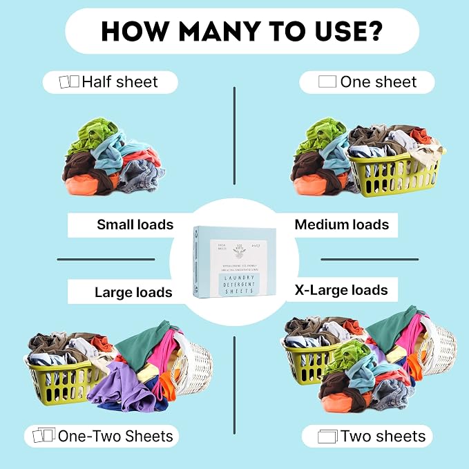 Eco Roots Laundry Detergent Sheets – 64 Loads Eco-Friendly Fresh Breeze Laundry