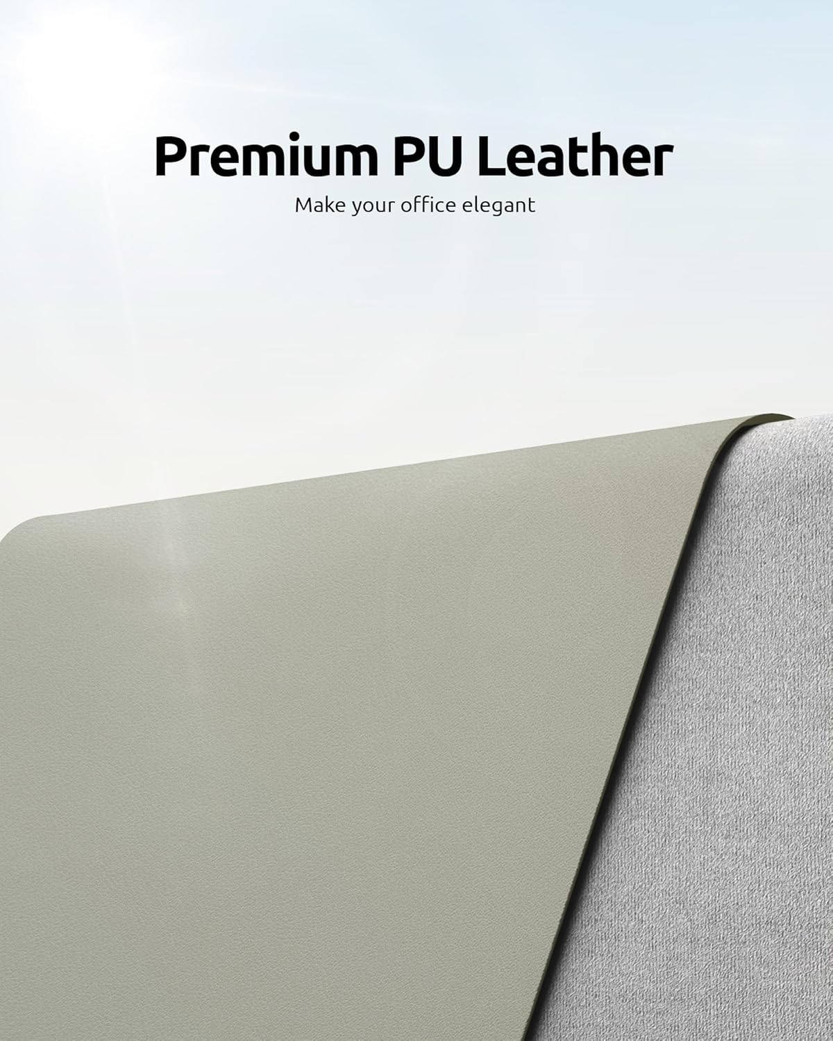 YSAGi Leather Desk Protector, Office Mat, Large Mouse Mat, Non-Slip PU Leather Blotter, Laptop Pad, Waterproof Writing Pad for Office and Home (Sage Green, 35.4" x 17")