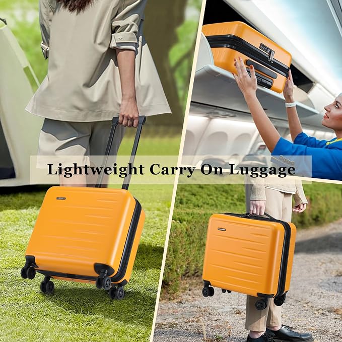 16 Inch Carry On Luggage Airline Approved, Expandable Lightweight ABS+PC Hard