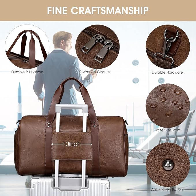 Wogarl 3PCS Faux Leather Weekender Bag